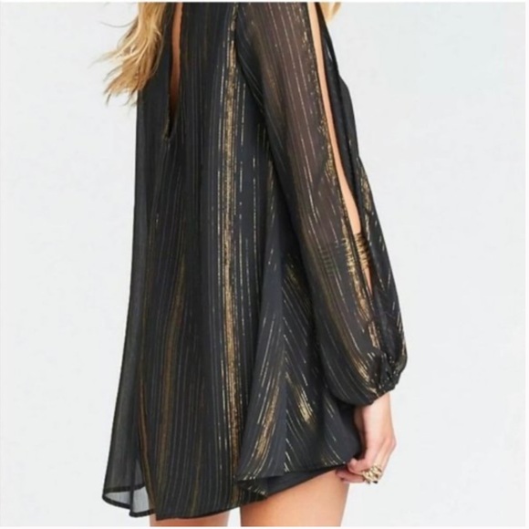 Show Me Your Mumu Women Black & Gold Sparkle Tessa Tunic Mini Dress - Picture 4 of 4